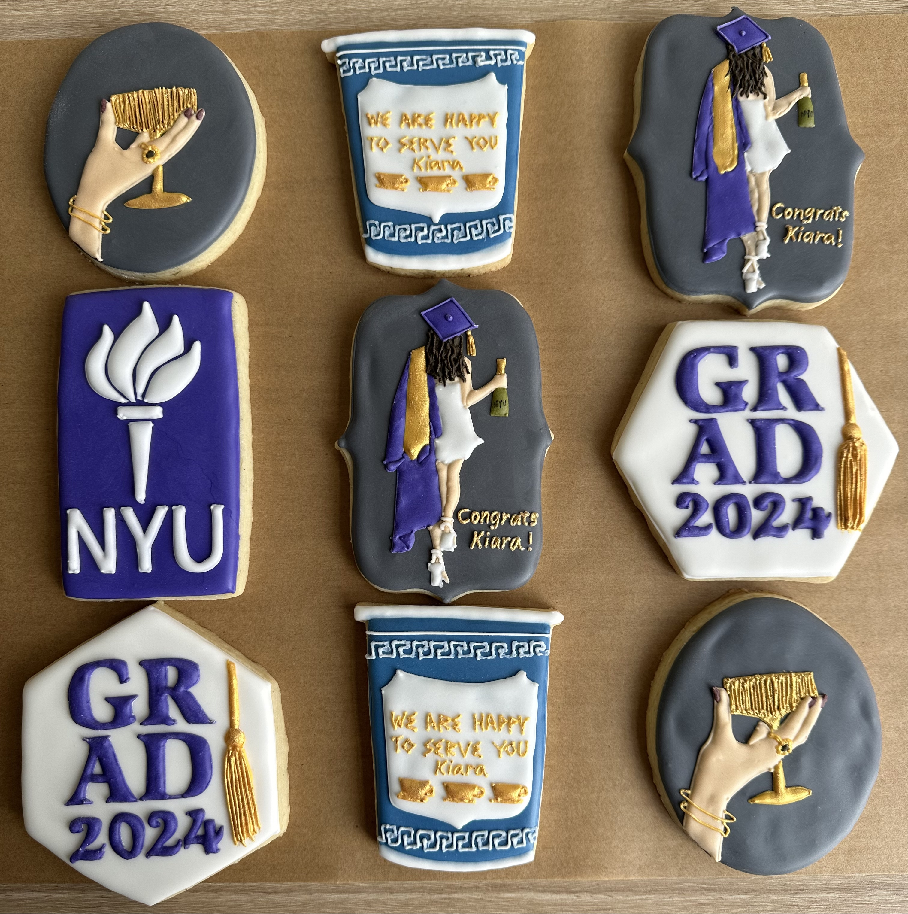 New York Univeristy themed sugar cookies